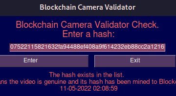 Blockchain Camera - Camera Validator