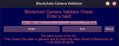 Blockchain Camera - Camera Validator