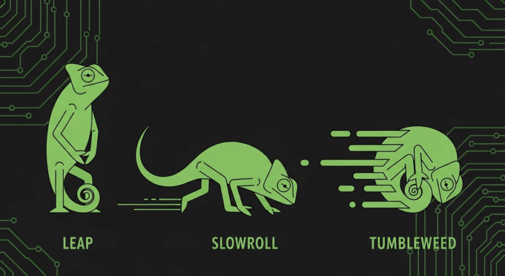 opensuse leap, slowroll, tumbleweed